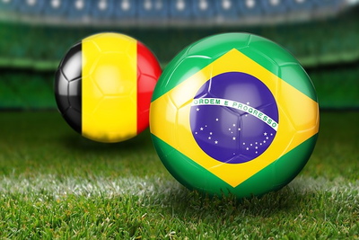 Brazil and Belgium Football Flags