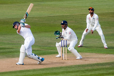 England Batsman Playing Shot Against India During Cricket Match