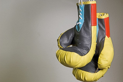 Yellow Hanging Boxing Gloves